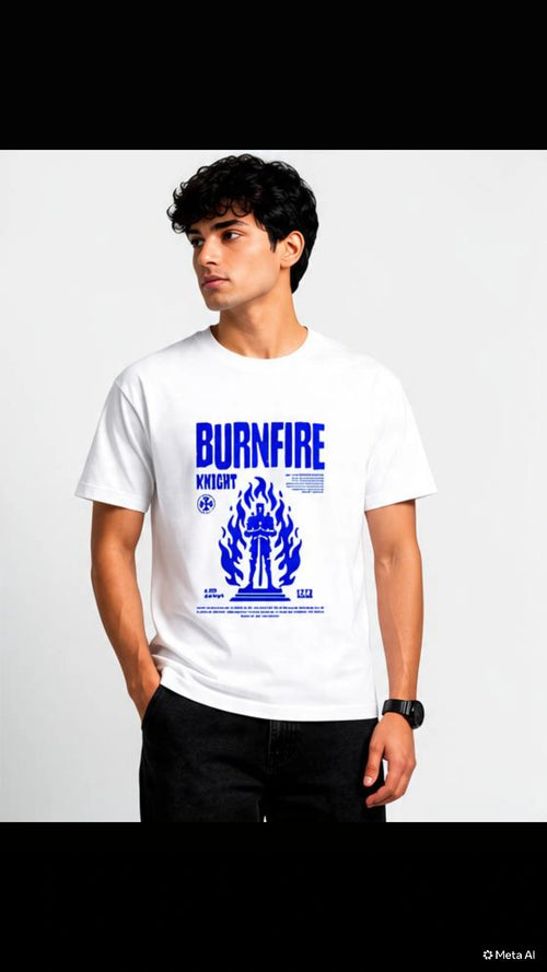 BURNFIRE KNIGHT Graphic T-Shirt – White