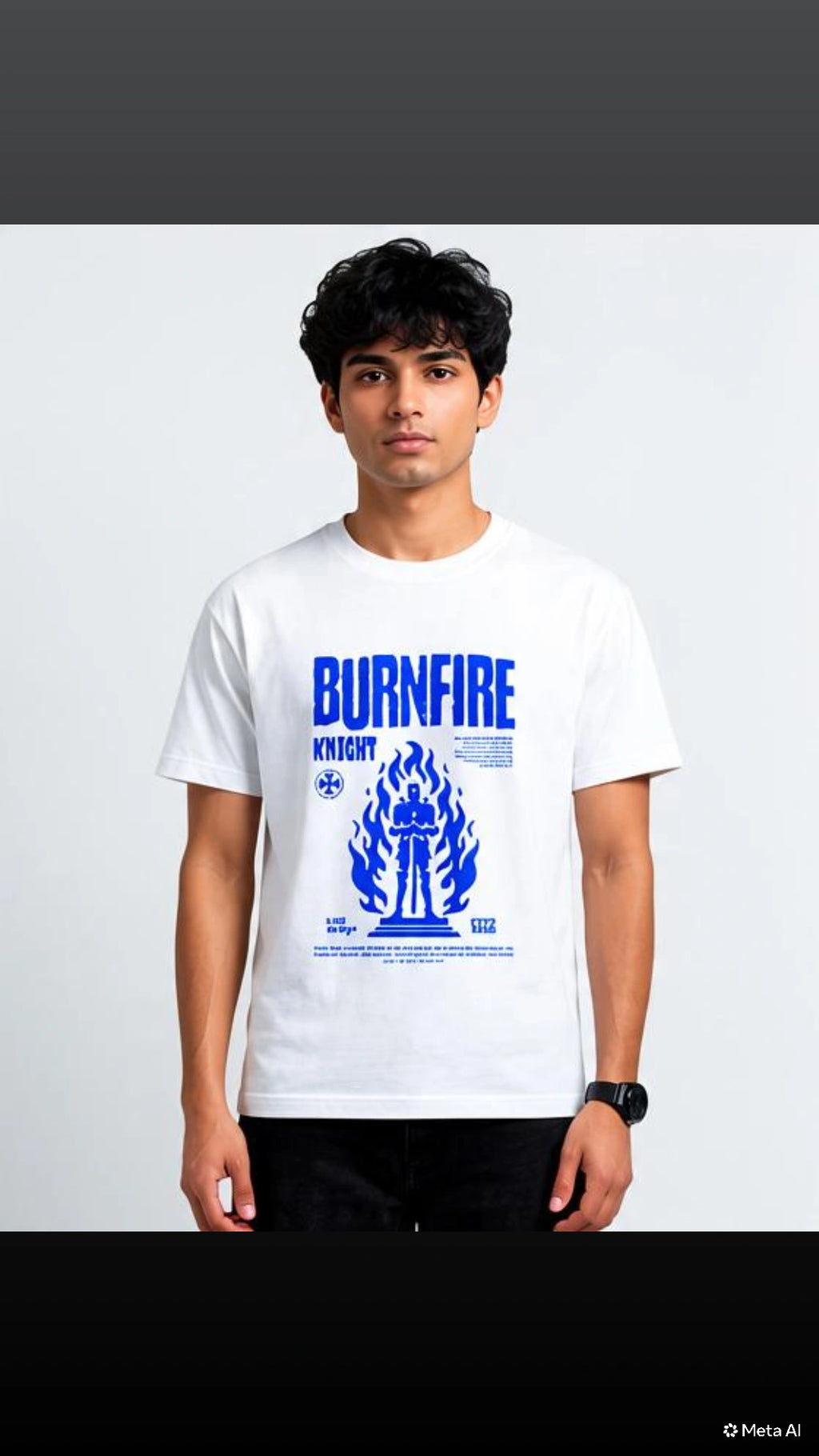 BURNFIRE KNIGHT Graphic T-Shirt – White