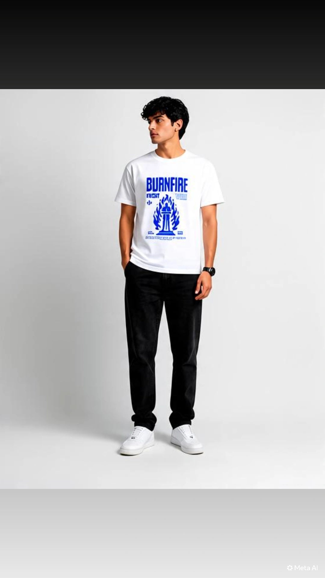 BURNFIRE KNIGHT Graphic T-Shirt – White